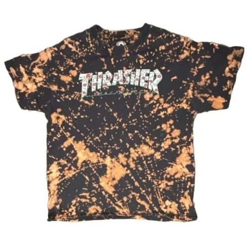 Thrasher Rose Thorn Bleach Tie Dye Graphic T-Shirt